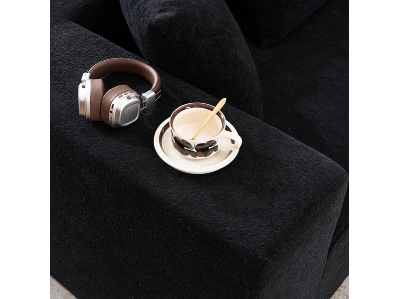 Canapé modulable noir en tissu chenille - canapé segmenté style cloud pour salon moderne et confortable - Conforama R