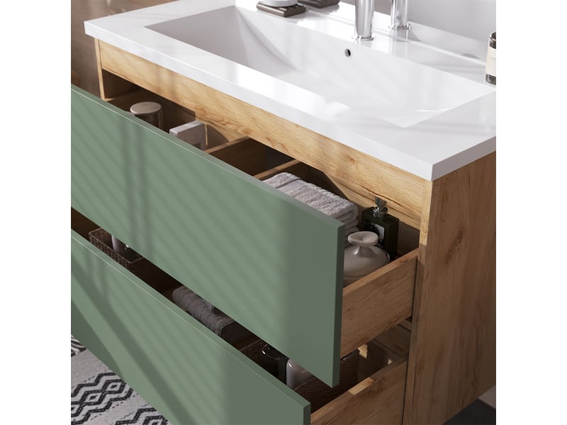  Vicco ensemble de meubles de salle de bain, vertchêne doré, 4 pièces  - Conforama D