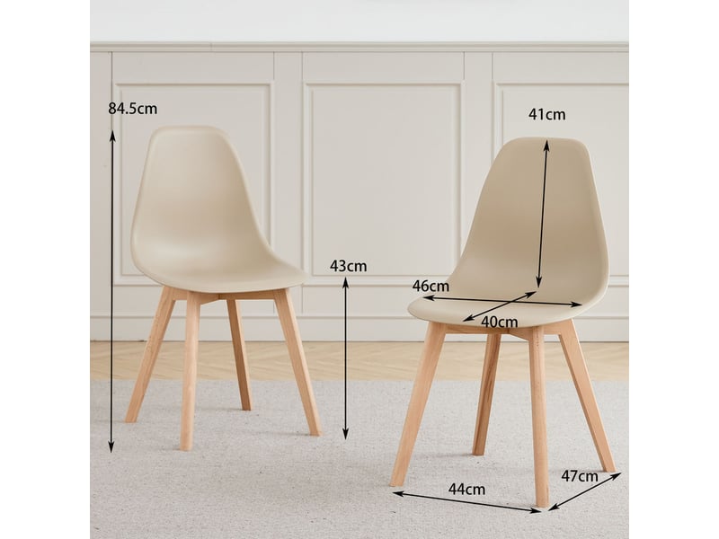  Lot de 4 chaises de salle à manger scandinaves - kaki - pieds en hêtre  - Conforama D