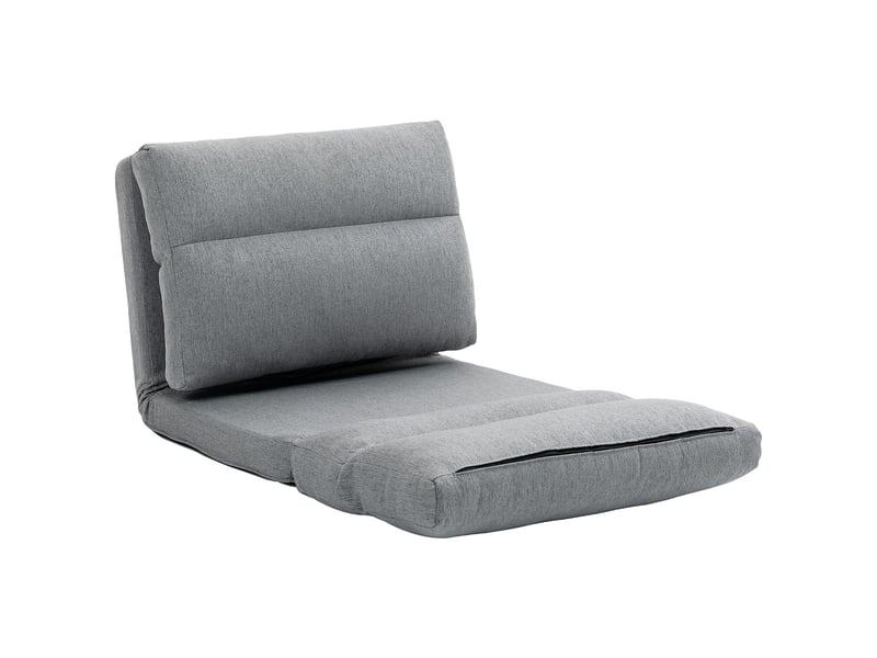  Fauteuil de sol convertible et pliable tissu aspect lin gris 70 x 72 x 56 cm  - Conforama B
