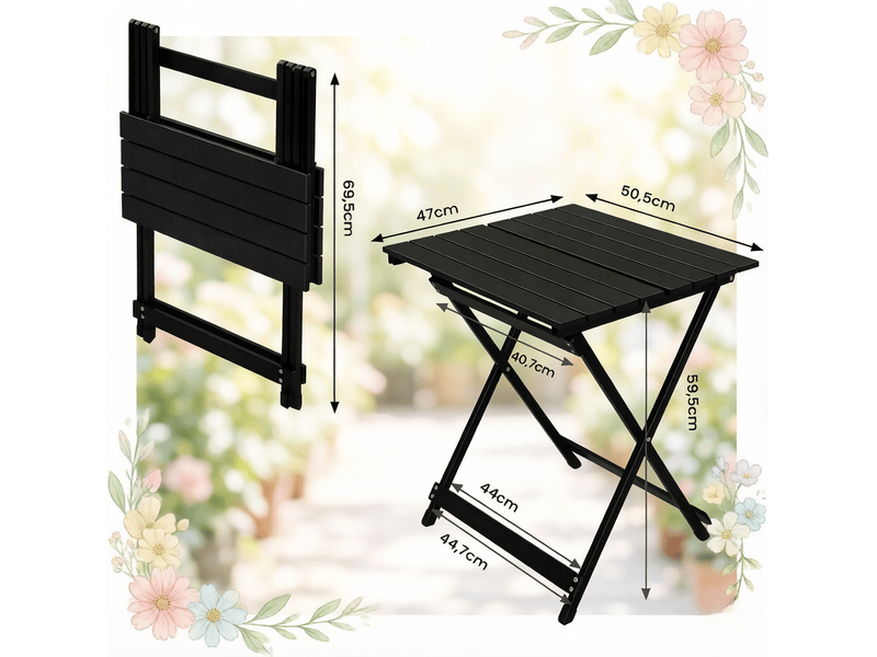  Table d'extérieur pliante 47x50,5x59,5 cm métal noir  - Conforama D