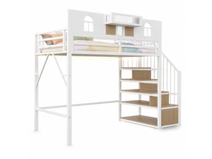Lit mezzanine 90x200 cm <strong>WISHDOR</strong>  <strong></strong> coloris blanc