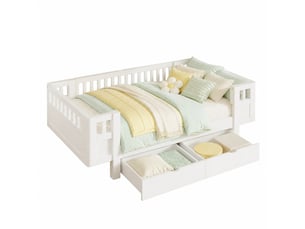 Lit avec rangement 90x200 cm MEUBLIV   coloris blanc