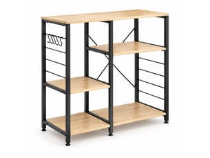 Étagère de rangement 90x40x83,5 cm chêne clair en bois d'ingénierie et métal, 3 niveaux, pour cuisine et salon