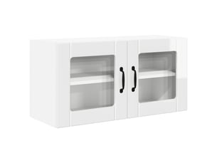 Meuble mural de cuisine, cabinet en verre mural blanc brillant 80x31x40cm shl5859