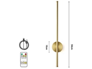 Lot de 1 appliques murales pour salon – 3 températures de couleur, pour intérieur-or - 50 cm