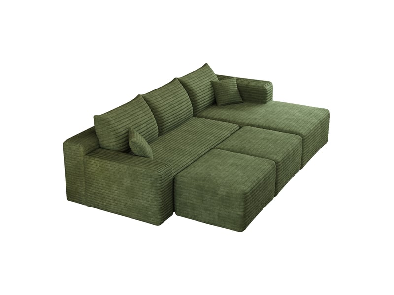  Canapé d’angle,241x151x84 cm,5 places,velours côtelé,vert  - Conforama A