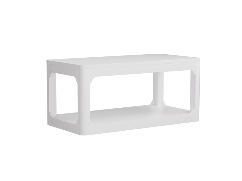  Table basse 100 x 50 x 44,5 cm – blanc – 2 niveaux de rangement, plateau 3 cm, design moderne et épuré  - Conforama D