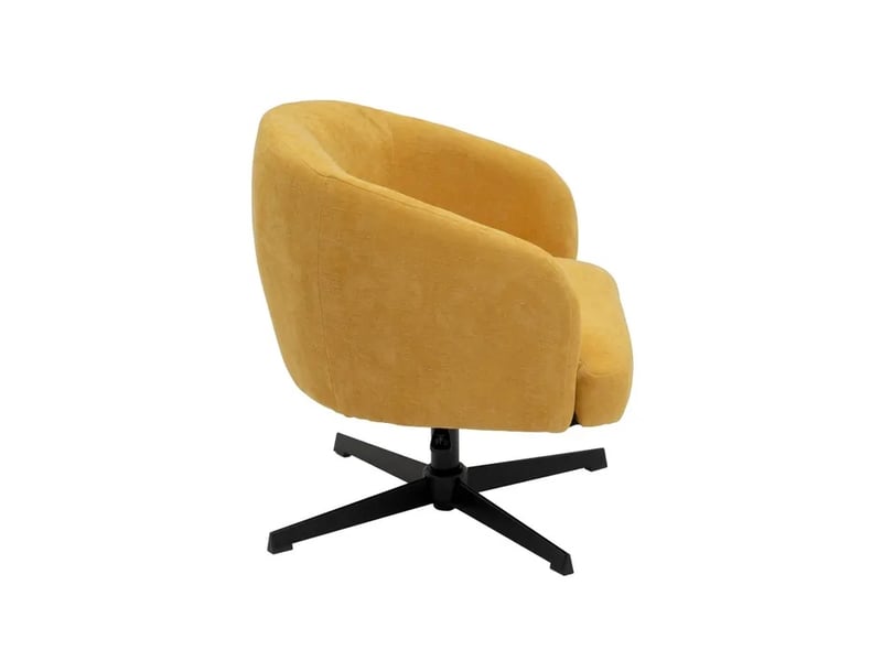  Chaise de bureau fauteuil pivotant réglable en tissu bouclé moutarde avec piètement en métal noir - longueur 67 x profondeur 63 x hauteur 66-76 cm  - Conforama D