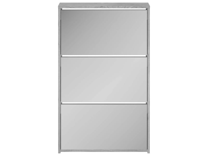  Meuble à chaussure, armoire à chaussures miroir 3 niveaux sonoma gris 63x17x102,5cm  - Conforama D