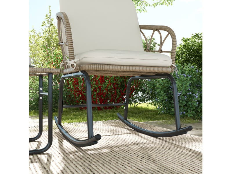  Salon de jardin 3 pièces 63x82x75 cm 2 fauteuils à bascule avec table métal jaune  - Conforama D