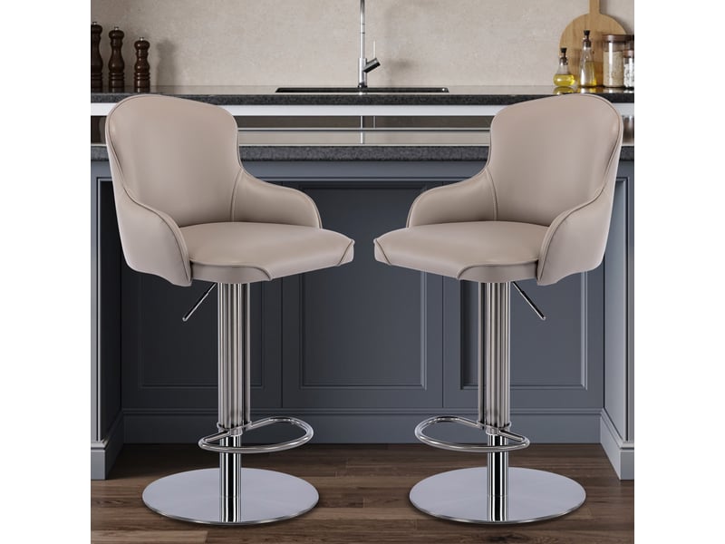  Tabouret de bar pivotant et réglable en cuir gris, base en acier inoxydable W3395P310238 - Conforama B