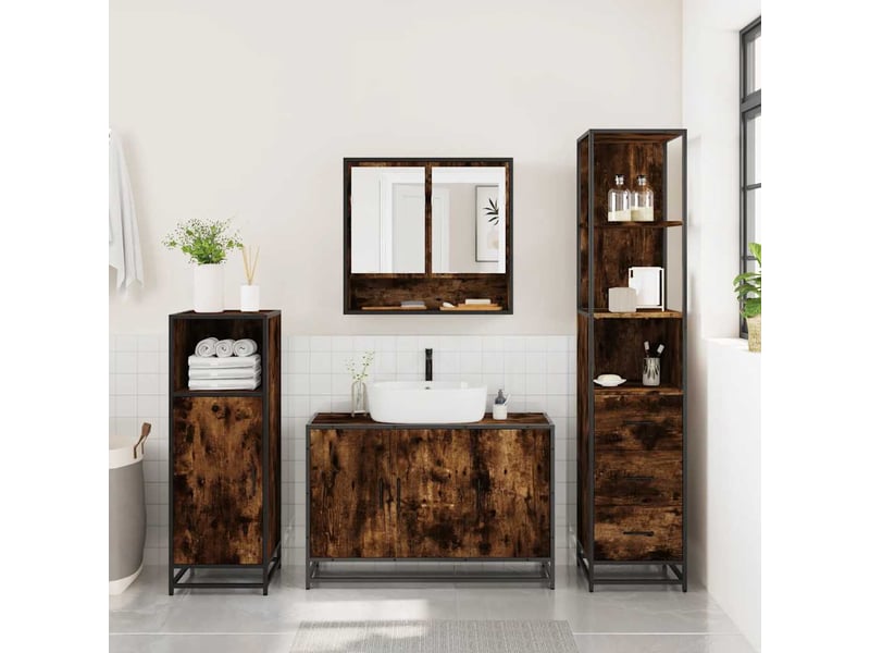 Ensemble de meubles de salle de bain 3 pcs chêne fumé cf63728 - Conforama D