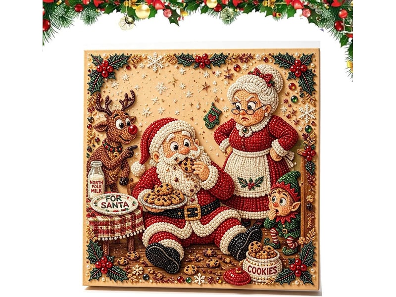 Kit diamond painting perles de noël pour adultes – art mural diy, décoration maison et cadeau-style b - Conforama B