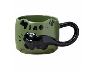 Mug en céramique, motif chat, vert, 380 ml