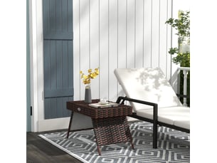 Table de jardin pliante en résine tressée marron 60x41x41 cm, résistante à l'eau, sans montage, pour balcon