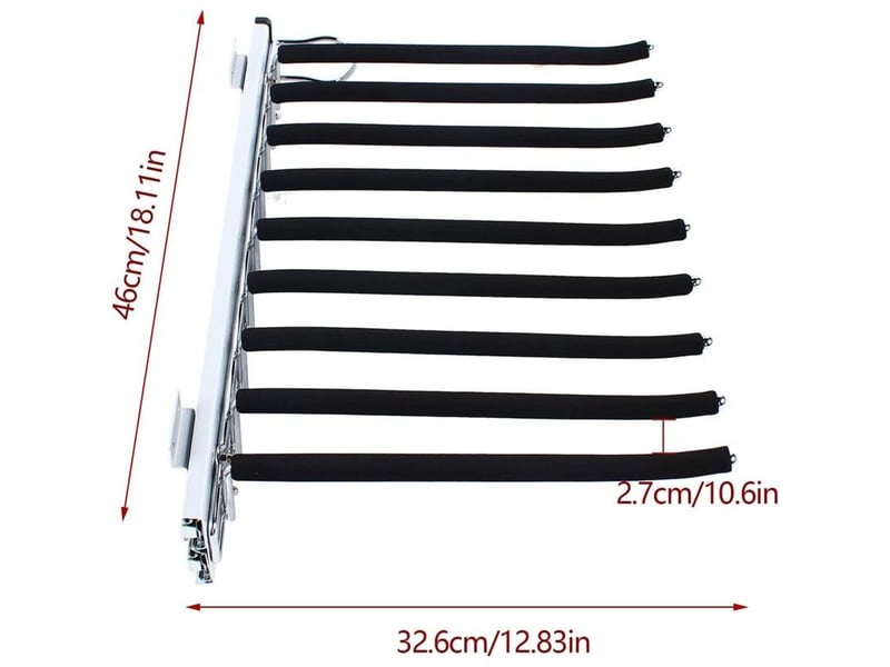 Porte-pantalon coulissant à 9 bras pour placard, barre de suspension en acier inoxydable, rail de suspension extensible pour pantalon, serviette, pantalon, cravate, 32.6cm46cm (standard 072b (gauche)  - Conforama D