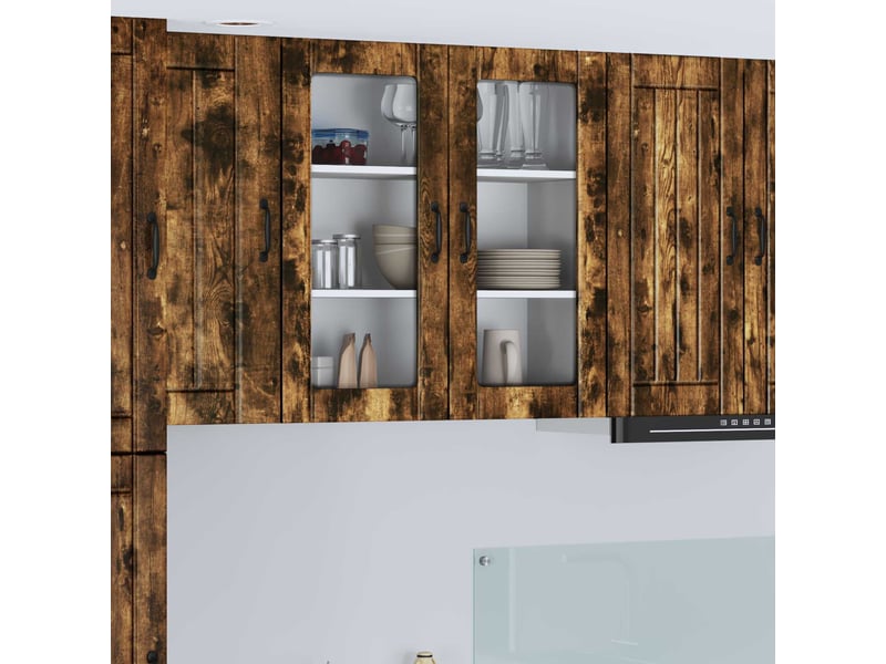  Meuble mural de cuisine, cabinet en verre mural chêne fumé 80x31x80cm shl5617  - Conforama B