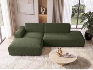 Canapé d'angle gauche fixe <strong>AX LIVING </strong> <strong>Didim Duo</strong> 5 places Tissu vert