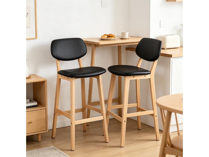 Tabourets de bar élégance lot de 2, stables, sièges rembourrés épais, chaises salle à manger modernes  - Conforama E