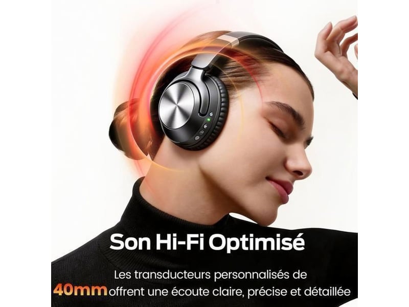  Casque audio bluetooth pliable anc hybride jusqu a -45 db hi-res 100h  - Conforama C