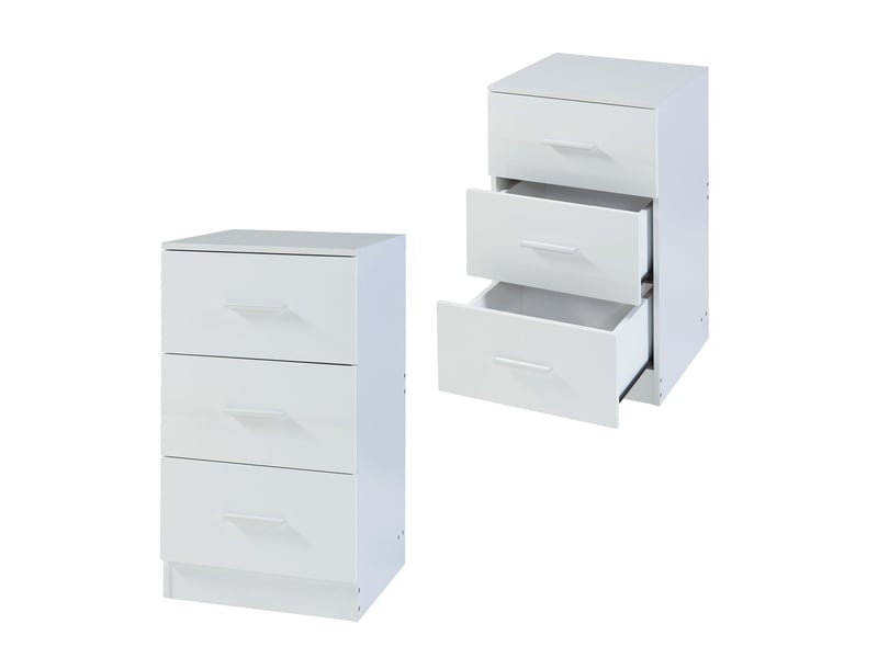 Set de 2 tables de chevet avec 3 tiroirs 66 x 37 x 35 cm panneau de particules blanc 03_0010606  - Conforama A