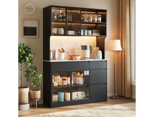 Buffet vitrine led 120 cm noir et blanc evryae