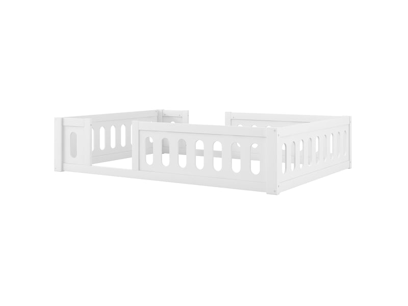  Lit plateforme enfant 140x200 cm blanc avec barrières en bois et mdf  - Conforama E