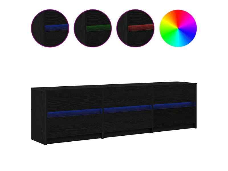Meuble tv moderne, banc tv 180x34x50 cm chêne noir bois d'ingénierie - Conforama D