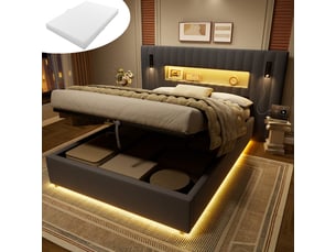 Lit coffre 140x200 cm <strong>HAUSS SPOLE</strong> <strong></strong> coloris gris