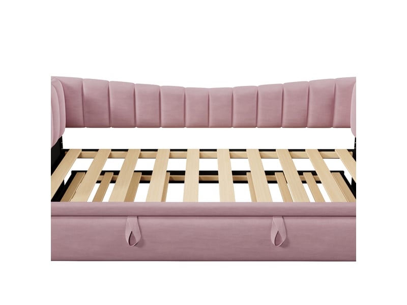  Lit banquette velours rose lit gigogne 90x200 extensible 180x200 cm sans matelas  - Conforama W