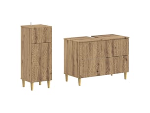 Ensemble de 2 meubles de salle de bain delft chêne artisanal cf63112