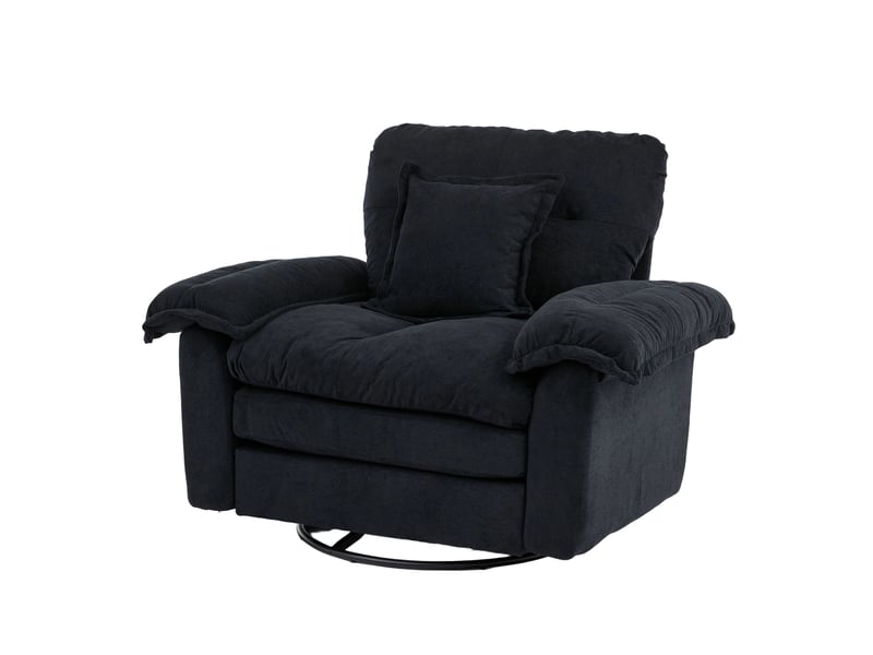  Fauteuil pivotant noir en tissu chenille – fauteuil rotatif 360° avec coussin de soutien pour salon et chambre  - Conforama A