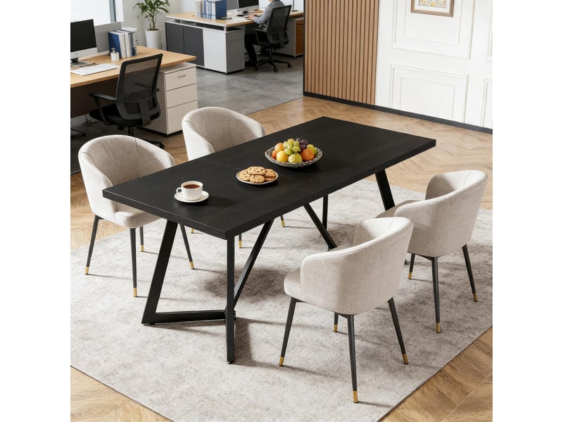  Table à manger rectangulaire en mdf et métal noir 180x80x75 cm  - Conforama B