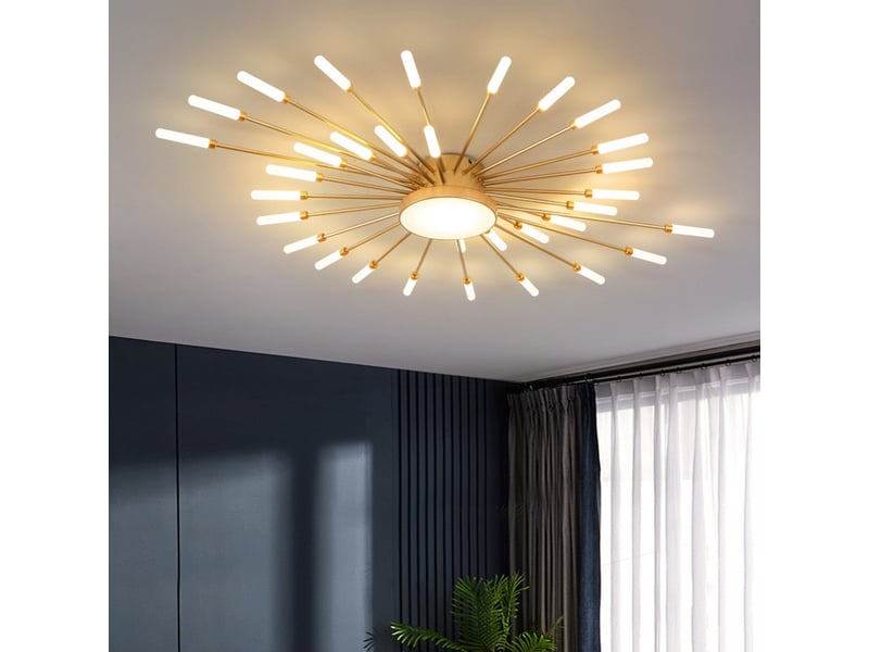  Plafonnier led moderne en acrylique – design intérieur doré, 42+1 têtes  - Conforama E