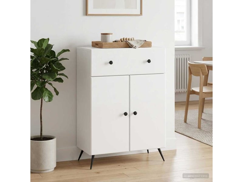  Buffet - bahut - meuble de rangement blanc brillant 66 x 34,5 x 90 cm bois d'ingénierie  - Conforama B