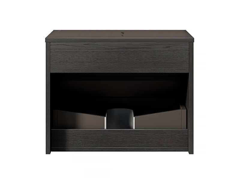  Meuble sous vasque mural avec 1 tiroir, façade en bois massif, sans vasque, pour salle de bain, en noir, 69×55×54 cm  - Conforama E
