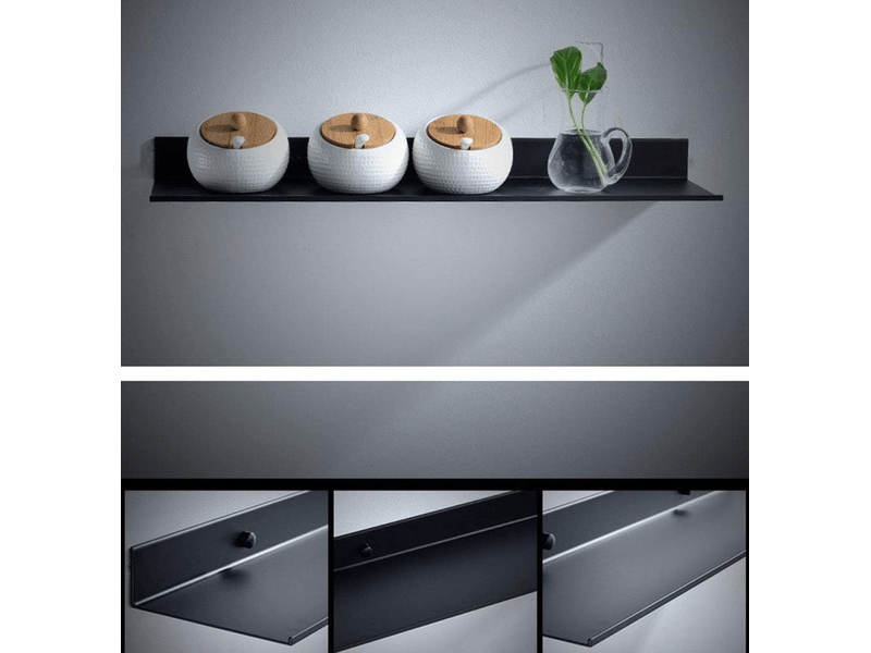 Étagère flottante en métal noir mat – convient pour salon, cuisine, salle de bain, chambre, etc. – 50 × 13,3 × 5 cm, 1 pièce 200 pièces - Conforama E