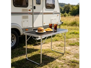 Table de camping pliante 70x50x60 cm – noire – ultralégère, poignée et pieds repliables pour transport facile