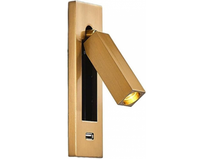 Spot led encastrable directionnel, liseuse de chevet, avec port de chargement usb, 3w (or, jaune