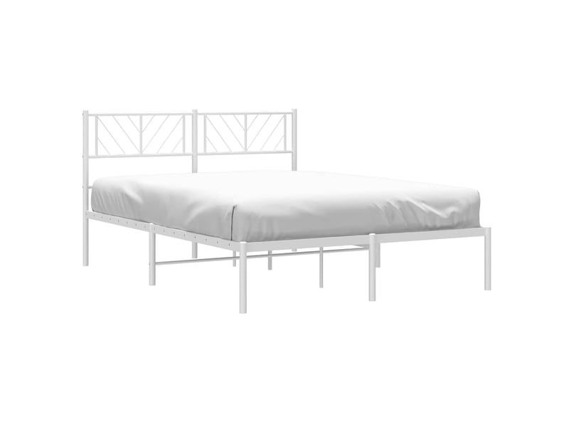  Lit double- lit adulte -  cadre de lit métal sans matelas et tête de lit blanc 135x190 cm  - Conforama C
