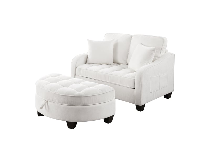  Canapé convertible - canapé lit 2 en 1 multifonction avec rangement pour petit salon - housse respirante - bois d'eucalyptus - beige  - Conforama A