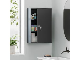 Armoire à pharmacie murale en métal gris 40x18x60 cm
