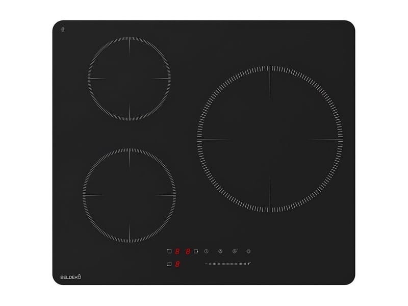Plaque induction encastrable 3 zones foyer xl 280mm 6500w - verre noir mat antirayure - 3 boosters - pause - marque francaise - Conforama A