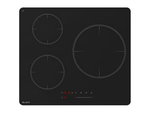 Plaque induction encastrable 3 zones foyer xl 280mm 6500w - verre noir mat antirayure - 3 boosters - pause - marque francaise