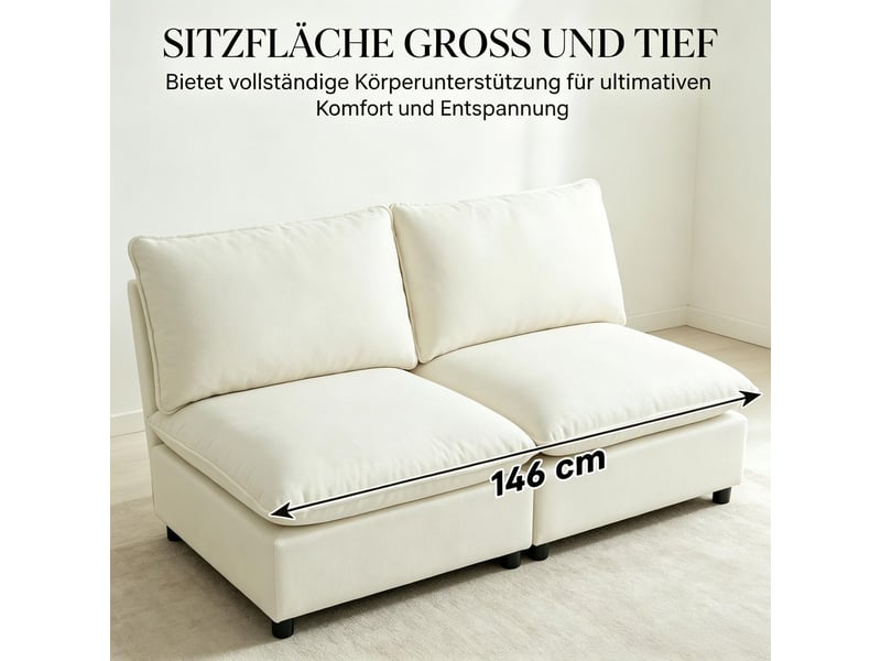  Canapé 2 places 146 cm assise spacieuse coussins épais assise réglable design sans accoudoirs  - Conforama E