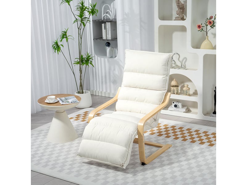  Fauteuil d'appoint en velours avec repose-pieds réglable crème 67x93x105 cm  - Conforama B