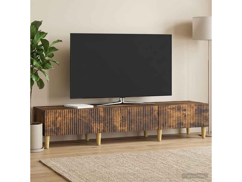  Meuble tv - banc tv - meuble de rangement chêne fumé 147 x 34,5 x 30 cm bois d'ingénierie  - Conforama D