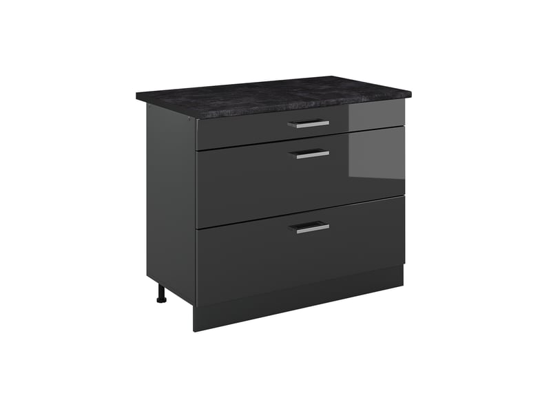  Vicco meuble cuisine, anthracite haute brillanceanthracite, 100cm plan de travail anthracite  - Conforama A