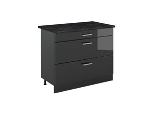Vicco meuble cuisine, anthracite haute brillanceanthracite, 100cm plan de travail anthracite